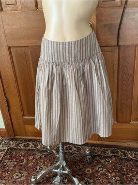 Old Navy Striped lined Cotton low yolk waist A-Line Skirt in Beige,brown, teal.